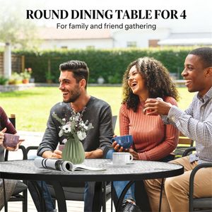 Black Outdoor Dining <b>Table</b> with <b>Umbrella</b> Hole for Terrace or Coffee <b>Table</b> Use - Product Image 4