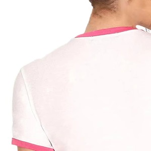 Camiseta Corta para Mujer, Blanca con Estampado de Corazón Rosa, Cuello Redondo, Manga Corta, Corte Regular, 100% Algodón Jersey, para Primavera/Verano - Product Image 3