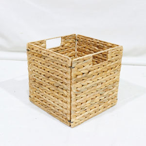 Panier de rangement multifonctionnel rectangulaire en plastique tressé imitation rotin, écologique, moderne, avec poignée, empilable – Vente chaude - Product Image 2