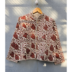 Handmade Floral Printed <b>Quilted</b> Women <b>Jacket</b> Lightweight Button Coat for Casual Daily Wear gift for her lightweight coat - Product Image 1