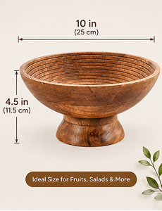 Handmade AcaciaU Wooden Eco-Friendly Fruit <b>Bowl</b> Pedestal Serving <b>Bowl</b> Home Dining Decor Traditional <b>Chinese</b> Style Party - Product Image 5