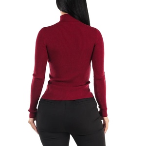 Suéter de cuello alto informal para mujer, jerséis de punto de moda gruesos bordados, manga larga, patrón Simple BD Otoño Invierno de talla grande - Product Image 6