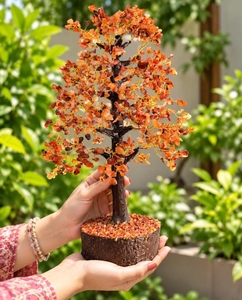 Árbol de bonsái hecho a mano con piedras de cornalina roja, escultura de piedras Feng Shui, decoración de prosperidad, abundancia, regalo, meditación. - Product Image 4