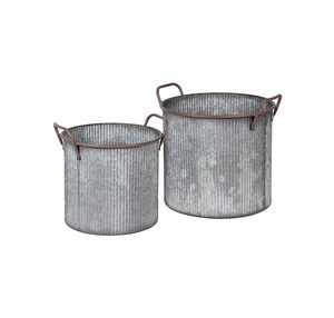 Amazing Rustic Galvanized Metal Planter Bucket With Flower And Green Plant Outdoor Garden Decorative <b>Container</b> - Product Image 2