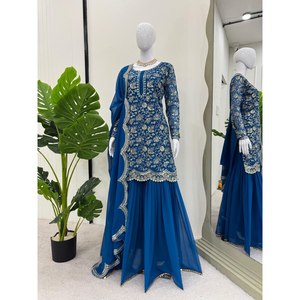 Conjunto de Traje de Fiesta de Chifón XL con Bordado de Hilo y Lentejuelas para Ocasiones Especiales - Product Image 2