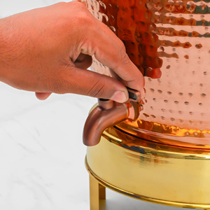 Hammered Copper Eco-Friendly Water Dispenser <b>Jar</b> Lid Manual <b>Tap</b> Brass Base Modern Drink Serving Pot Bar Accessories Custom Logo - Product Image 4