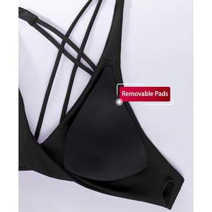 2025 traje de baño para mujer Push acolchado Bikini Top con Twist Front Criss Cross Back Tankini traje de baño Top solamente - Product Image 1