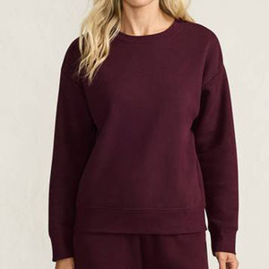 Sudadera de Punto Suave al Tacto para Mujer, Color Borgoña, 100% Algodón, para Invierno, Deportiva, Informal, con Mangas Largas, Última Moda, Alta Demanda - Product Image 1