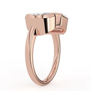 Solid Yellow Gold Lab Grown Diamond <b>Ring</b> Toi Et Moi Emerald Pear Cut Full Bezel Set Minimalist Band <b>Two</b> <b>Stone</b> Wedding Jewelry - Product Image 4