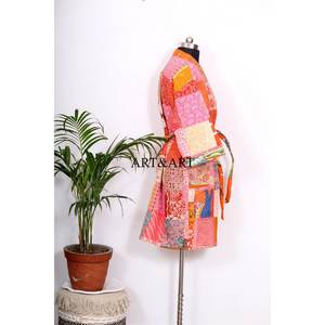 Kimono Kantha Vintage de Alta Calidad, Último Modelo Reversible, Chaquetas y Batas para Mujer, Venta al Por Mayor, Ropa Kantha Hecha a Mano de Longitud Media - Product Image 5