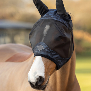 สินค้ามาใหม่ ผ้าคลุมหน้าม้ากันแมลงวัน ระบายอากาศได้ดี สวมใส่สบาย พร้อมโลโก้สั่งทำได้ สายรัดศีรษะและสายบังเหียนแบบยืดหยุ่นเรียบลื่น - Product Image 2