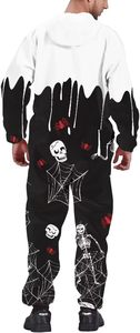 Pijama unisex de una pieza con cremallera completa, mono de manga larga, ropa de dormir con capucha para adultos, con bolsillos, tallas S-4XL - Product Image 2