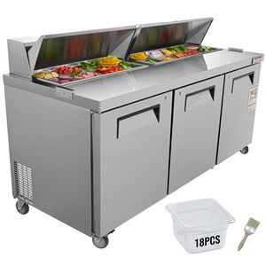 Attrezzatura di Refrigerazione per Cucine Commerciali, Tavolo Refrigerato in Acciaio Inox da 72 Pollici per Preparazione Sandwich e Insalate - Product Image 1