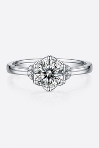 Anillo de Compromiso de Diamantes Redondos con Baño de Rodio en Oro de 14K de Calidad Premium con Engaste de Garras para Mujer, Aniversario de Bodas - Product Image 5