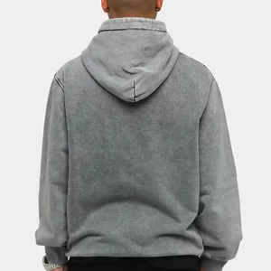 Custom Gray Acid Wash Hoodie Men Relaxed Fit Pullover <b>Vintage</b> Casual Streetwear <b>Sweatshirt</b> - Product Image 4