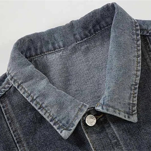 Veste en jean pour homme de haute qualité, couleur grise, manches longues, en coton, avec poche latérale, fermeture à boutons pression - Product Image 3
