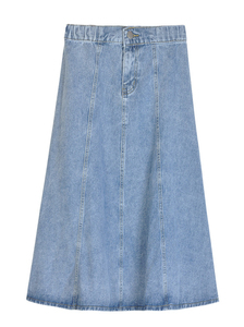 Falda de mezclilla de verano para mujer, nueva, estilo casual, de cintura alta, corte A, tipo paraguas, de longitud media - Product Image 2
