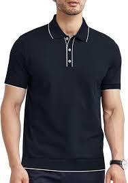 เสื้อโปโลถักสำหรับผู้ชายระดับพรีเมียม – ปกเสื้อและแถบเสื้อตัดกันสี – เสื้อลำลองแขนสั้นผ้าฝ้ายผสม - Product Image 2