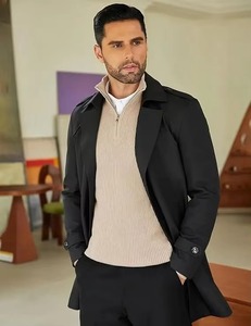 Pull en laine tricoté sur mesure pour homme, col zippé 1/4, couleur unie, manches longues, vêtement d'automne - Product Image 5
