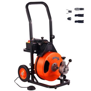 Macchina per la pulizia di scarichi da 50 piedi x 3/8 di pollice con alimentazione automatica e serpentina per fognature a 4 tagli con attivazione ad aria - Product Image 1