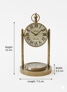 Vintage Table <b>Clock</b> Antique Nautical Brass <b>Clock</b> Round Analog Decorative Maritime Timepiece for Home Office <b>Desk</b> Decor - Product Image 2