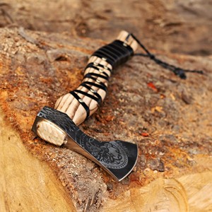 Hachas de Damasco Forjadas a Mano al Mejor Precio, Estilo Vikingo, Hacha Industrial DIY con Mangos de Madera y Cuero para Cortar - Product Image 2