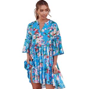 Vestido Mini Estampado para Mujer, Vestido de Moda con Cintura Fruncida - Product Image 1