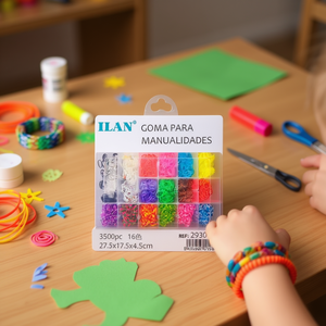Elastici per artigianato Ilan, 3500 pezzi, 16 colori, 27,5x17,5x4,5 cm - Product Image 3