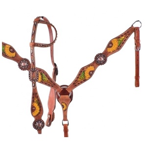 Diadema de girasoles pintados a mano de cuero de vaca, conjunto con cuello de pecho, superventas, 100% - Product Image 1