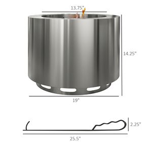 Braciere Portatile in Acciaio Inox Argento Senza Fumo con Paletta per Giardino, Patio, Picnic, Campeggio e Falò - Product Image 3
