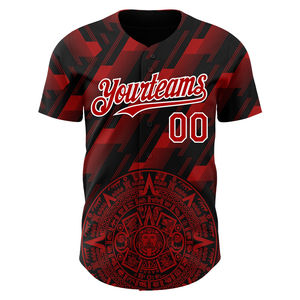 Camiseta de Béisbol de Manga Corta con Logotipo Personalizado Impreso en 3D, Transpirable, que Absorbe la Humedad, Color Negro y Rojo, Ropa Deportiva al por Mayor - Product Image 2