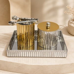 Plato para incienso espejado, tarro de incienso acanalado, juego de pinzas doradas, tarro quemador metálico, juego de incienso plateado, kit de aroma acanalado, kit de incienso de lujo - Product Image 1