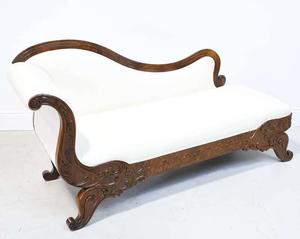 Sofá Chaise Longue Clásico de Madera con Asiento Tapizado - Product Image 3