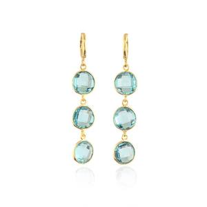 Pendientes colgantes de peridoto y cuarzo azul suizo, plata de ley 925, chapados en oro de 14 quilates, con clip, joyería de piedras preciosas para mujer - Product Image 5