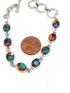 Bracelet ajustable en argent sterling 925 avec turquoise naturelle, 7-8 pouces, bijoux en pierres précieuses faits à la main pour hommes et femmes - Product Image 1
