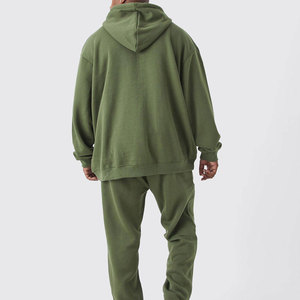 Ensemble de survêtement unisexe noir à capuche coupe-vent 2-en-1, sweat-shirt et pantalon de jogging en coton, style streetwear, taille élastique, automne - Product Image 1