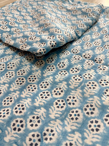 Indian Hand Block Printed Cotton <b>Fabric</b> Sky Blue Floral <b>Fabric</b> by Yard Sanganeri Print Soft Cotton Dress Material Jaipur - Product Image 4