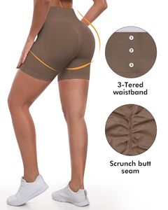High Waisted Workout Gym Shorts For Women Biker Shorts Tummy Control Butt Lifting Running Sports Yoga <b>Booty</b> Scrunch Butt Shorts - Product Image 5