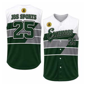 OEM Custom Sublimated Printed Baseball Jersey Short Sleeveless Unisex Quick Dry Plus Size Breathable Button Moisture Wicking - Product Image 5