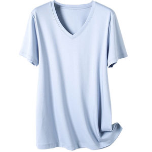 เสื้อยืดแขนสั้นผ้าไหมน้ำแข็งสไตล์ยุโรปสำหรับผู้หญิง ทรงหลวม แฟชั่นใหม่รับซัมเมอร์ หรูหราเบาๆ คุณภาพสูง คอวี ทรงหลวม ไซส์ใหญ่ - Product Image 6