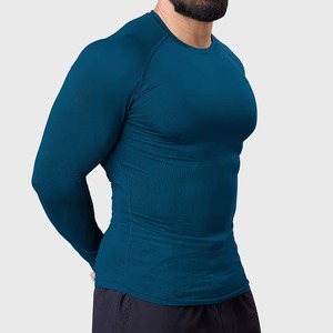 Custom Wholesale <b>Mens</b> Breathable Eco-Friendly Quick-Dry <b>Compression</b> <b>Shirt</b> Polyester Spandex Full Sleeve Gym Training - Product Image 3