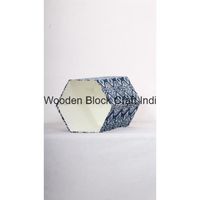 Poubelle hexagonale écologique à couvercle roulant ouvert, motif géométrique, nouveau design, en stock, pour la maison