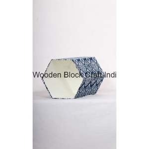 Poubelle hexagonale écologique à couvercle roulant ouvert, motif géométrique, nouveau design, en stock, pour la maison - Product Image 3