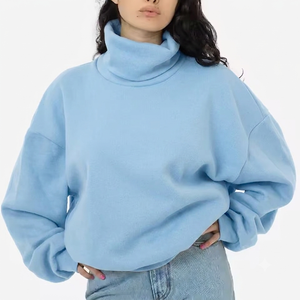 เสื้อสเวตเชิ้ตคอเต่าทรงหลวมสำหรับผู้หญิง สีพื้น ไหล่ตก ผ้าถัก คอตตอน แขนยาว เหมาะสำหรับใส่ในฤดูใบไม้ร่วง - Product Image 1