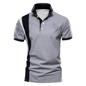 Camiseta de Manga Corta Tejida de Color Negro Sólido para Hombre con Cuello y Puños Marrones, Estilo Casual, 100% Algodón, Transpirable, para Invierno - Product Image 2