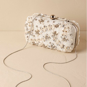Shimmering seed pearls and crystals adorn this elegant <b>bridal</b> clutch. Available at wholesale prices <b>for</b> your boutique collection - Product Image 4