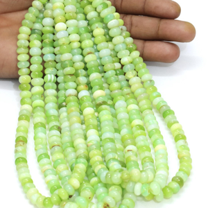 Magnifiques perles opales vert néon à pois, forme rondelle lisse, 16 pouces, 7-10 mm, perles de pierres précieuses vert pastel, qualité AAA. - Product Image 5