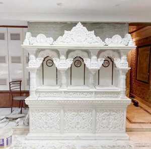 White Marble Temple <b>Mandir</b> Home Hand Carved Vertical Pattern Pooja <b>Mandir</b> Uttar Pradesh - Product Image 1