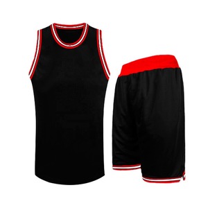 Ensemble de maillot de basket-ball noir pour homme, haut sans manches à col en V et short, couleurs contrastées, respirant, 100% polyester, vêtements de sport - Product Image 4