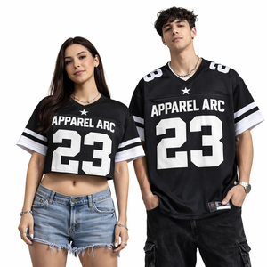 Maillot d'équipe classique noir et blanc 23, crop top unisexe surdimensionné, streetwear athlétique, vêtements pour hommes surdimensionnés, marque privée USA - Product Image 1